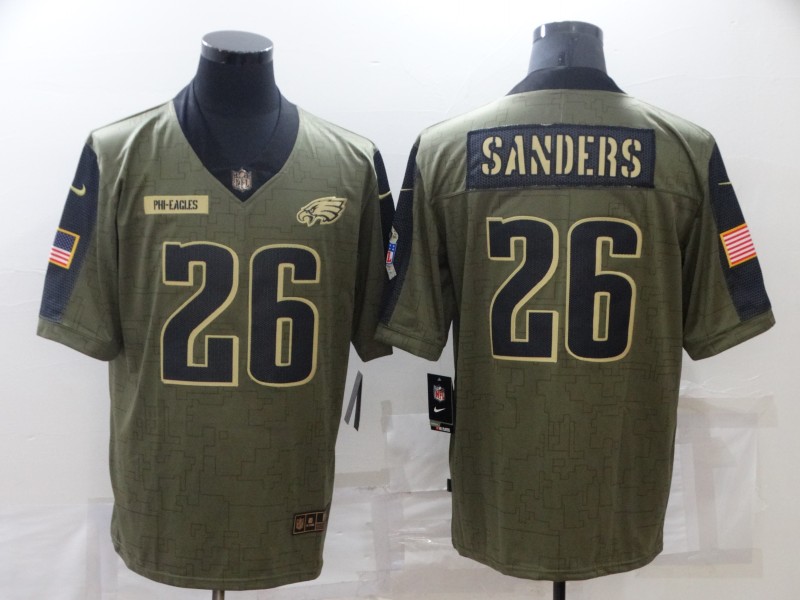 Men Philadelphia Eagles 26 Miles Sanders green Nike Olive Salute To Service Limited NFL jersey